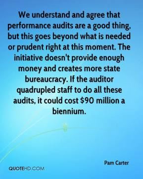 We understand and agree that performance audits are a good thing, but ...