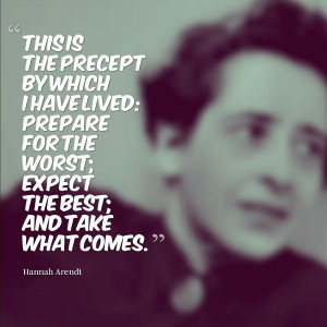 Prepare for the worst. Expect the best. Hannah Arendt #quote