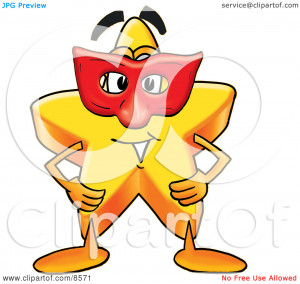 Clipart Picture Of A Star Mascot Cartoon Character Wearing A Red Mask ...