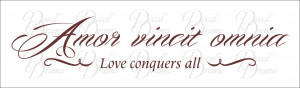 ... Omnia, LOVE Conquers All, Latin Romantic quote with embellishments