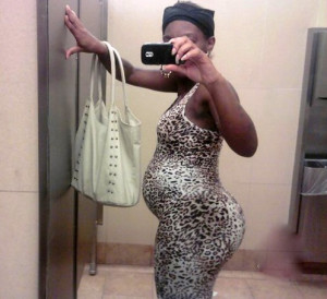 Leopard Print Leotard Pregnant Selfie