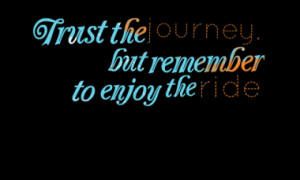 Trust the journey, but remember to enjoy the ride