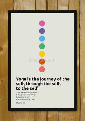 Inspirational Yoga Quote Bhagavad Gita Glass Framed Poster