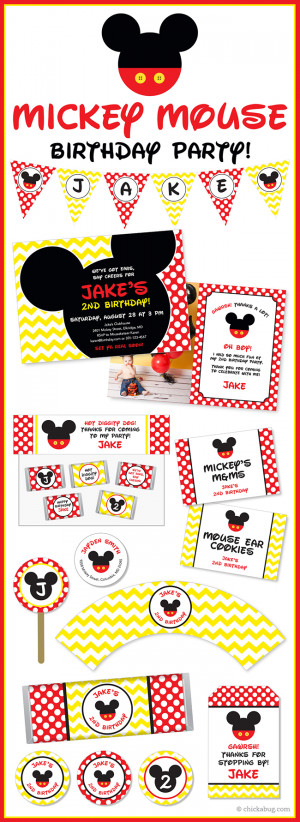 Mickey Mouse theme party! Invitations, water labels, stickers, DIY ...