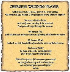 Wedding Prayer. have someone read it in Cherokee at the wedding ...