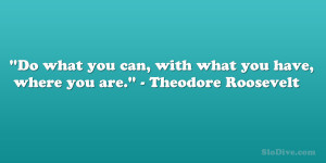 ... you can, with what you have, where you are.” – Theodore Roosevelt