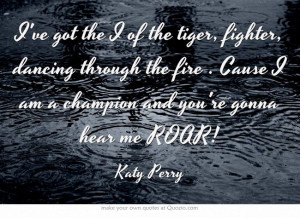 ... the fire . Cause I am a champion and you're gonna hear me ROAR