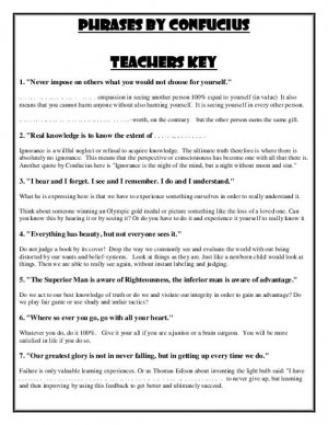 confucius famous quotes activity students are given a worksheet with