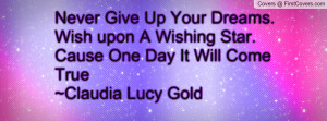 Never Give Up Your Dreams.Wish upon A Wishing Star.Cause One Day It ...
