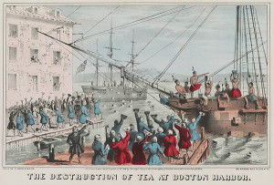 ... The Destruction of the Tea at Boston Harbor” by Nathaniel Currier