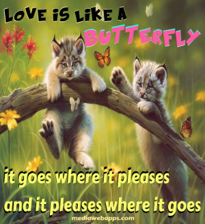 Love Quotes : Love is like a butterfly, it goes where it pleases and ...