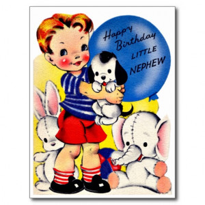Little Nephew - Retro Happy Birthday Card Postcard