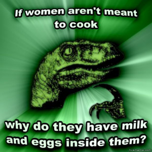 If women aren't meant to cook, why do they have milk and eggs inside ...