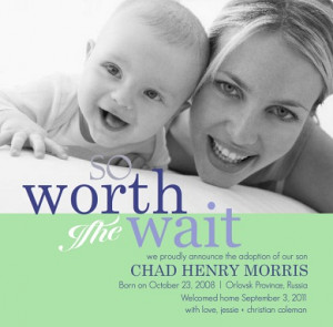 So Worth The Way Photo Baby Birth Announcement Green and Blue