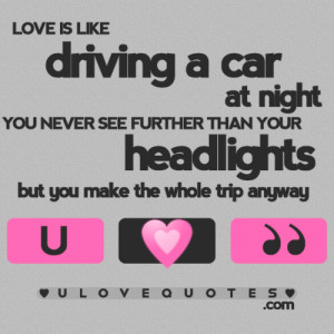 Love is like driving a car at night. You never see further than your ...
