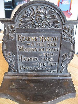 Antique BACON quote Sun god N Wind doorstop Rare BOOKEND cast iron ...