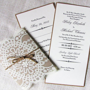 Rustic Country Shabby Chic Lace and Burlap Twine Wedding Invitation ...