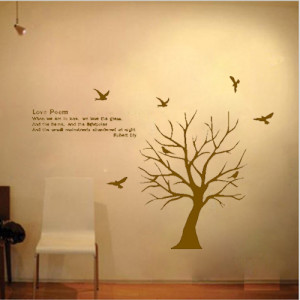 Free Shipping Tree Bird Love Poem Bedroom Living Room Decor Mural Art ...