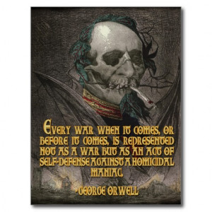 George Orwell Quote on Wartime Propaganda Postcard