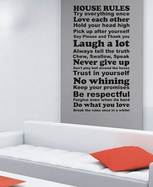 Extra large House Rules wall art quote sticker wa047 112cmx60cm