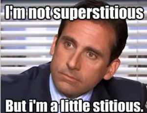 ... SUPERTITIOUS-steve-carell-the-office-funny-quote-glossy-photo-t-shirt