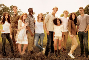 The cast of The Hunger Games in Concord, North Carolina. From left ...
