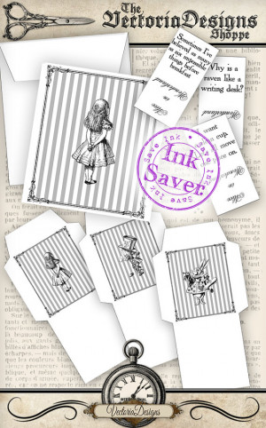 Alice in Wonderland Quotes Tea Bag envelopes save ink instant download ...