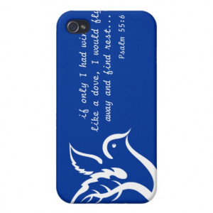 Dove with Olive Branch & Psalm 55:6 Quote iPhone 4 Cases