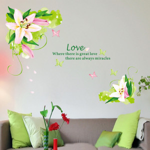 Big Simple Plain Big Beautiful Flowers With Love Decal Vinyl Wall ...