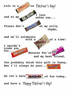 Another pinned wrote: Father’s Day- Candy gram. Cheap idea! This ...