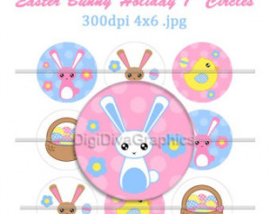 Easter Bunny Holiday Bottle Cap 1&q uot; Circles Images Graphics Set ...