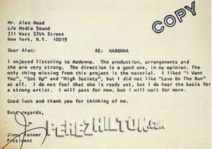 Before They Were Famous: See Madonna's Rejection Letter from 1981!