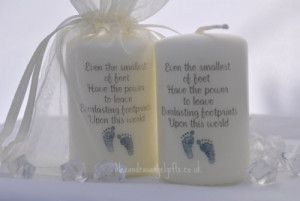 Mini memorial footprints candle - stillbirth / baby loss / sids ...
