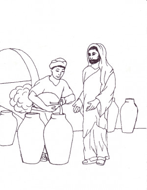 Water Into Wine Bible Story Coloring Page picture