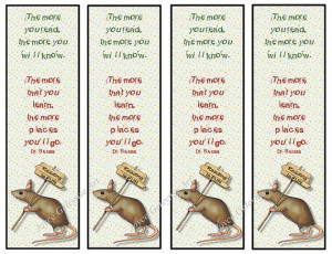 Printable Bookmarks Mouse with Sign and Quote Dr Seuss: Download ...