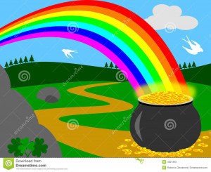 Illustration showing the legendary pot of gold at the end of the ...