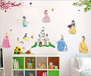 Details about Large Disney Princess Wall Stickers Girls Children Kids ...