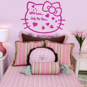 Hello Kitty Love Kids Quote Wall Sticker Art Decoration Bedroom Girls ...