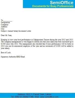 HR Salary Increase Letter