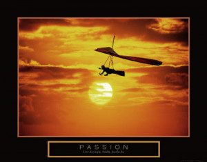 Passion Hang Glider at Sunset Motivational Poster Print - 28x22
