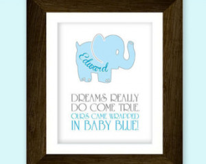 baby elephant boy nursery art print able personalised featuring baby ...