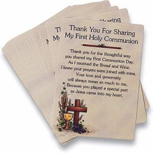 Thank You First Communion Prayer Cards - Multi-Color Browns