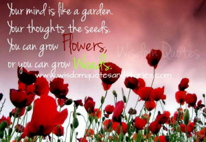 Your mind is a garden. Your thoughts are the seeds. You can grow ...
