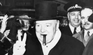 Winston Churchill's unmistakeable trademark look