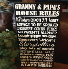 Grammy and Papas House Rules Vinyl Decor Board Wall by bWORDYtoo, $28 ...