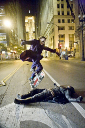 Heath Ledger skateboarding while filming 