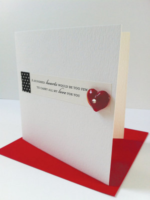 Romantic Quote Card, Glass Heart Card, Romantic Card, Handmade Card