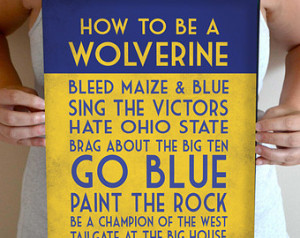 Michigan Art Print, Wolverine Quote Poster Sign, Michigan Football ...