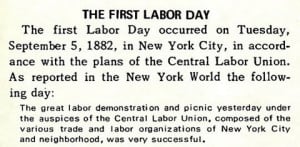 Info on the first Labor Day celebration, from 1882