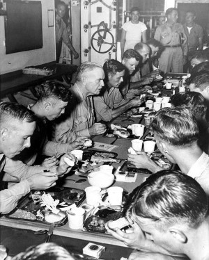 Admiral William Halsey having Thanksgiving dinner with the crew of ...